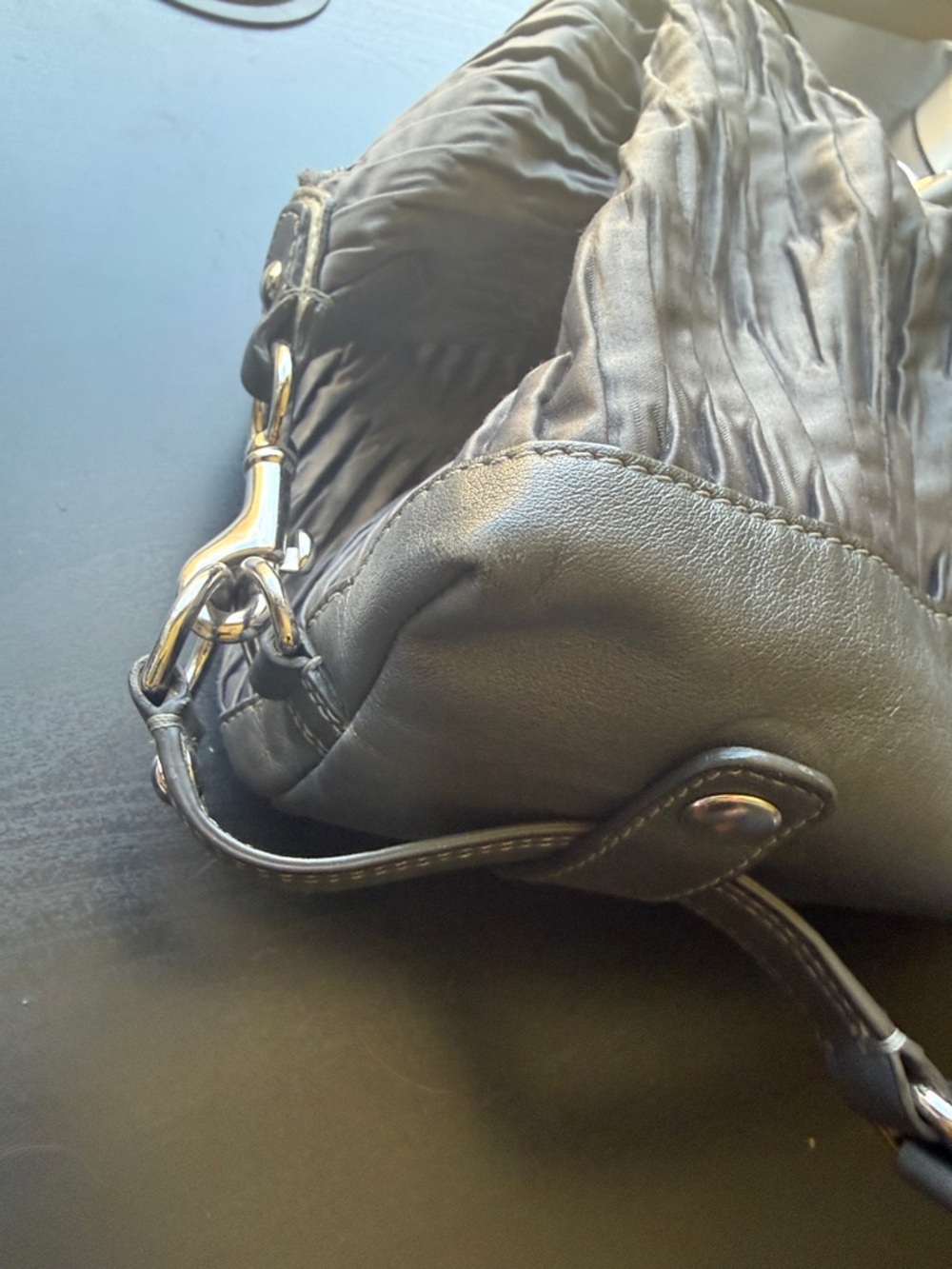 Coach Gray Pleated Leather Crossbody Satchel - Coach - Picture 14 of 17